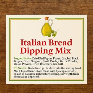 Italian Bread Dipping Mix Label 2025